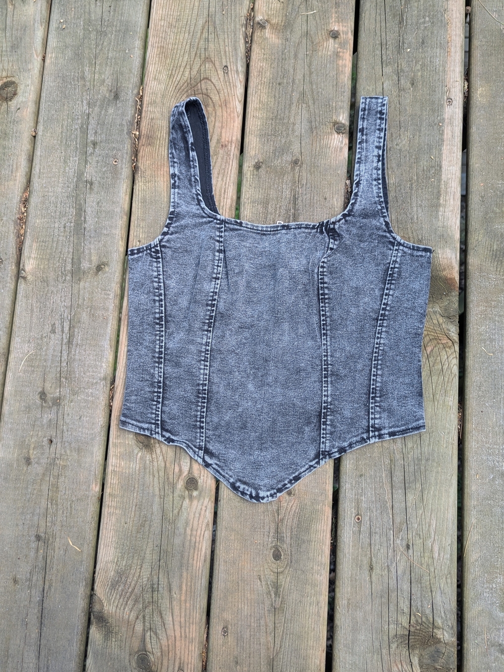 Washed Black Denim One-Piece Tank